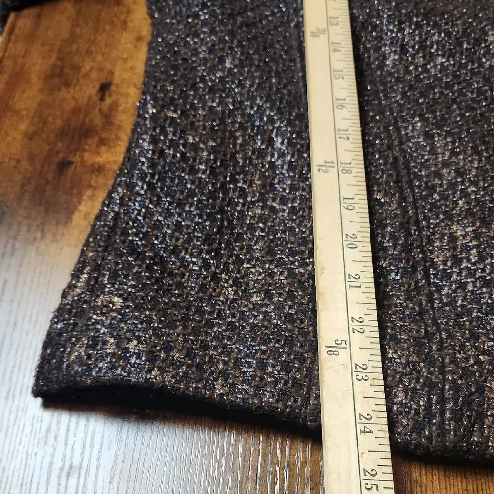 CHICO'S| Brown Bronze Copper Tweed Metallic‎ Full Zip Gold Lined Jacket | XL 16